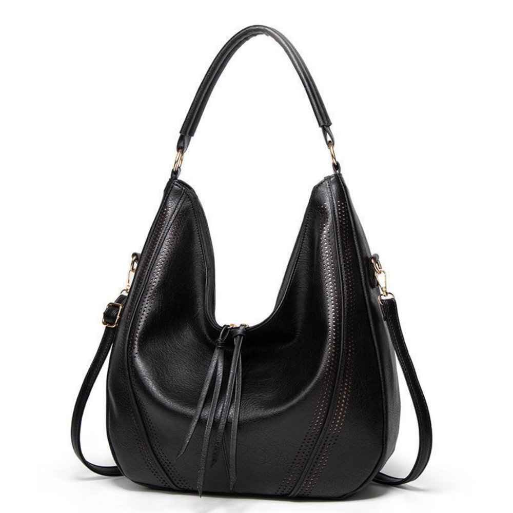 NWT Handbag Large Big Size Hobo Bag / Purse Faux Leather Black